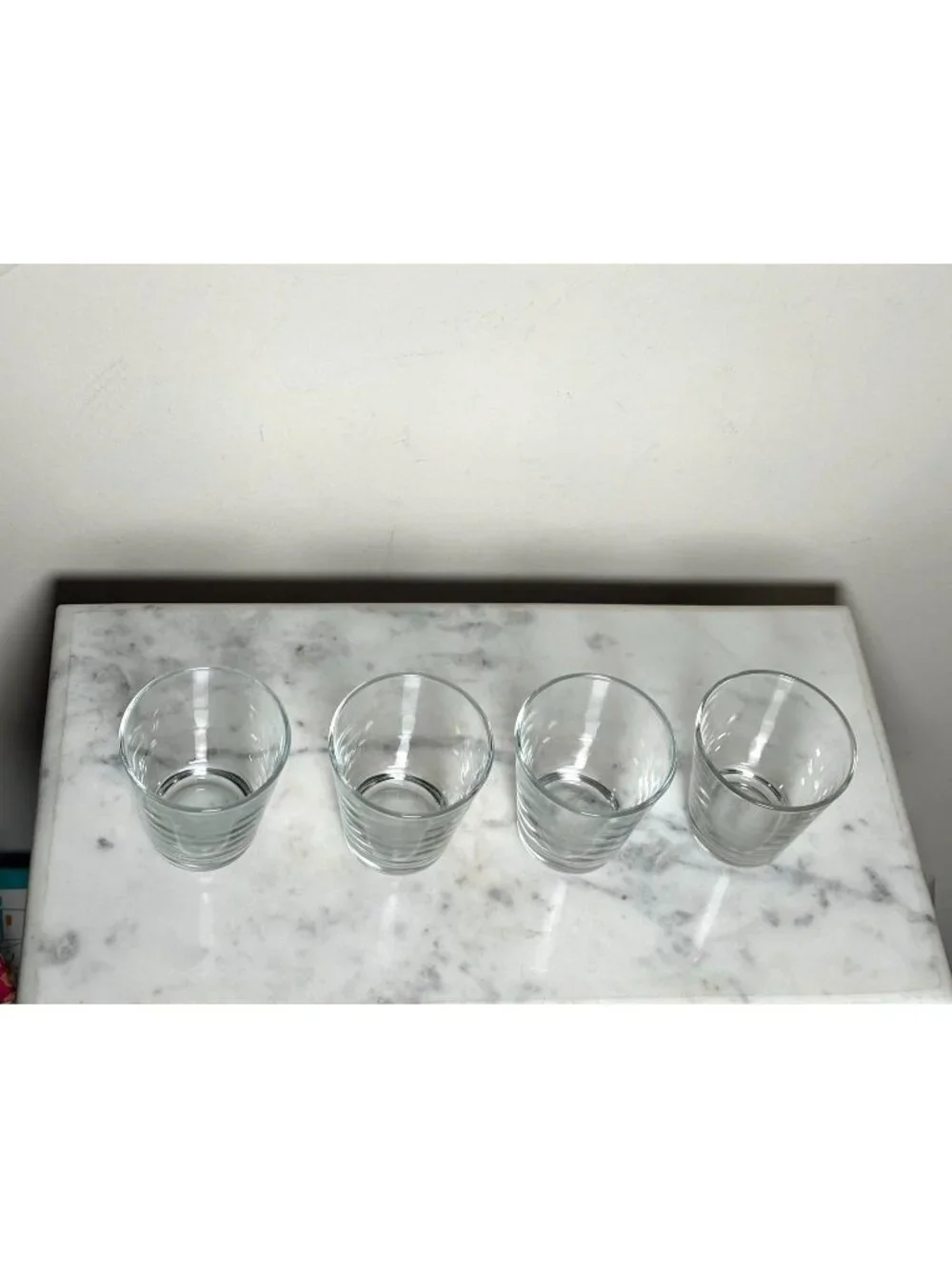 Vintage Set of 4 Heavy Bottom 4 oz Clear Glass Tumblers | Whiskey Tasting Glasse